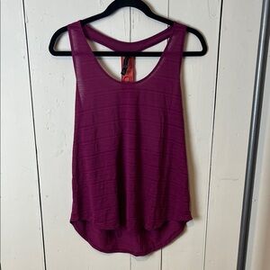 Live Love Dream Women’s Dark Pink Racerback Sheer Active Wear Tank Top Size L